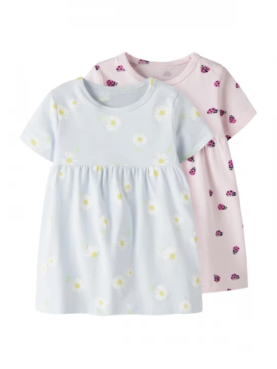Foto van product NAME IT Jurk 'NBFVandora' lichtblauw / rosa / magenta / wit