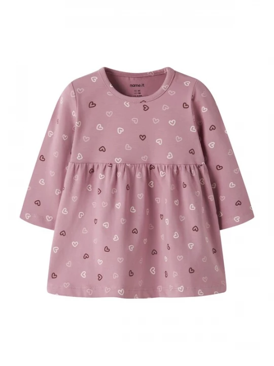 Foto van product NAME IT Jurk 'NBFVANDORA' pastellila / donkerrood / wit