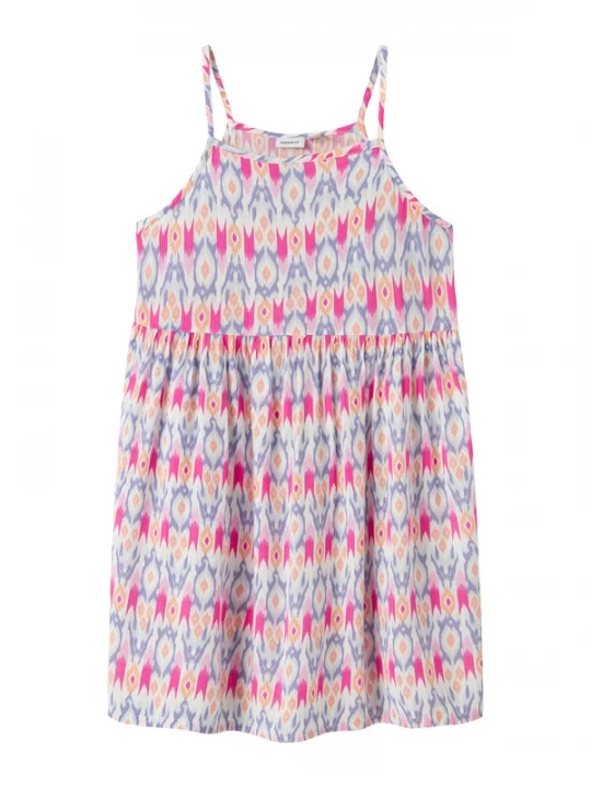 Foto van product NAME IT Jurk 'NKFFannla' violetblauw / lichtoranje / pink / wit