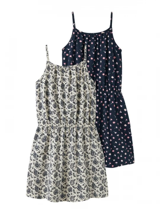 Foto van product NAME IT Jurk 'NKFVIGGA' ecru / donkerblauw / geel / rosa