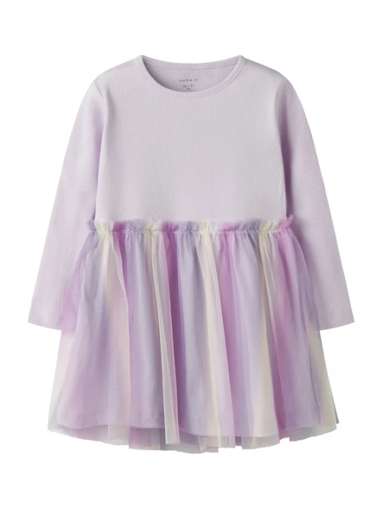 Foto van product NAME IT Jurk 'NMFDOTIANA' geel / lavendel
