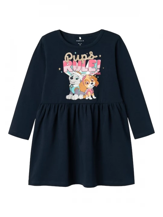 Foto van product NAME IT Jurk 'NMFDyma Pawpatrol' saffier / bruin / lichtgrijs / pink