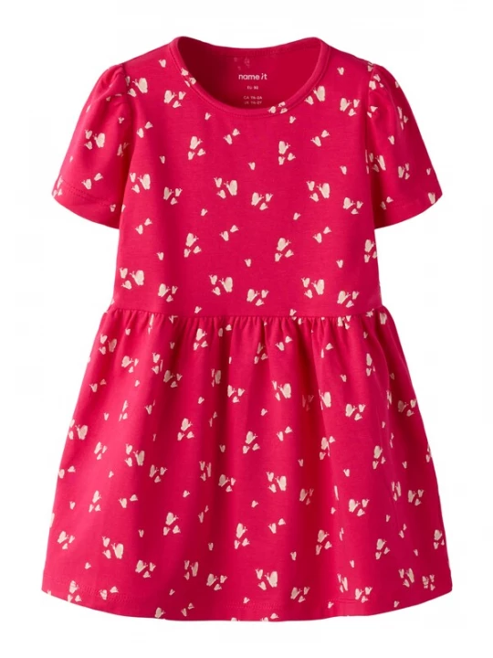 Foto van product NAME IT Jurk 'NMFFilla' ecru / cranberry / wit