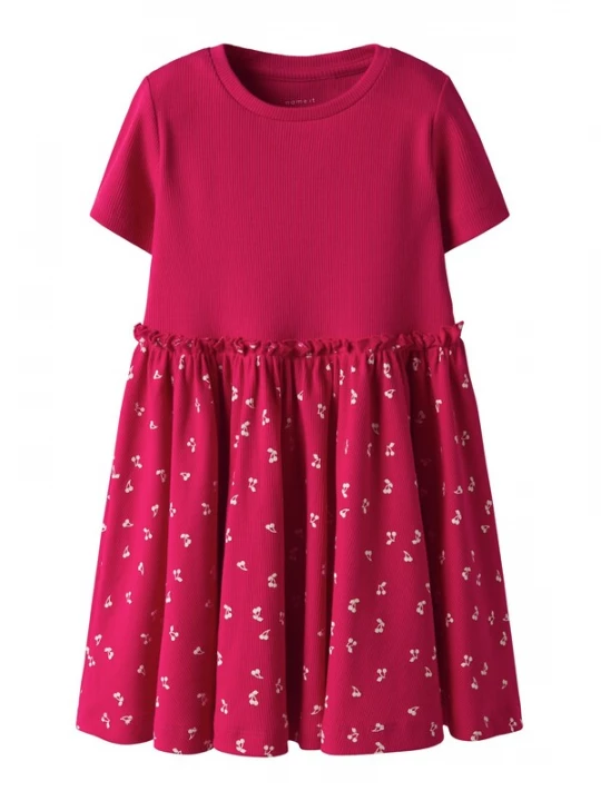 Foto van product NAME IT Jurk 'NMFHaisy' donkerrood / wit