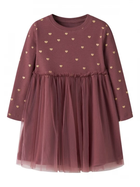 Foto van product NAME IT Jurk 'NMFNADJA' goud / bourgogne
