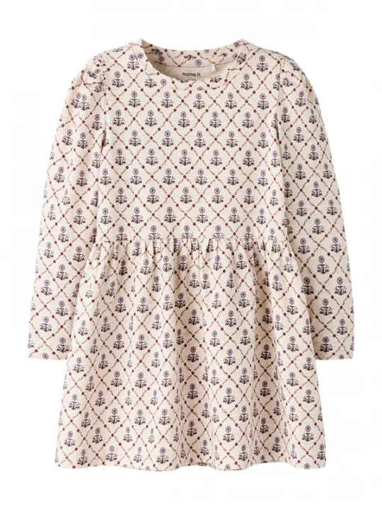 Foto van product NAME IT Jurk 'NMFNIKALA' bruin / sering / wit