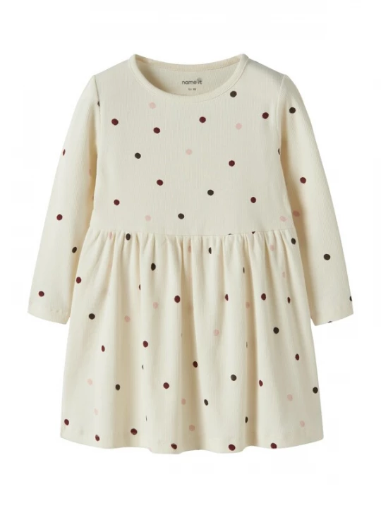 Foto van product NAME IT Jurk 'NMFNUTTI' lichtbeige / rosa / bourgogne