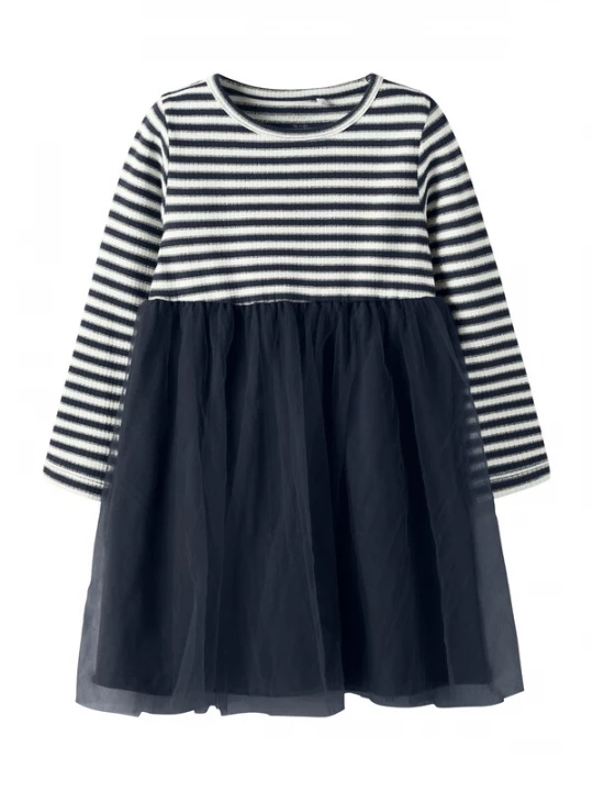 Foto van product NAME IT Jurk 'NMFTAIAS' navy / zilver / wit