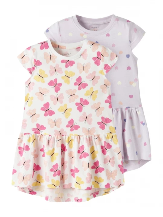 Foto van product NAME IT Jurk 'NMFVIGGA' geel / sering / pink / wit