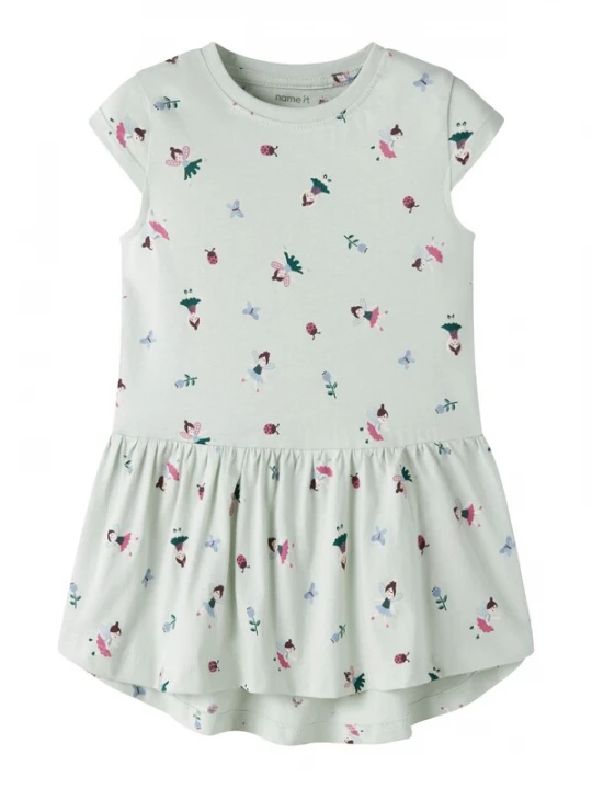 Foto van product NAME IT Jurk 'NMFVigga' opaal / pastelblauw / donkergroen / pink