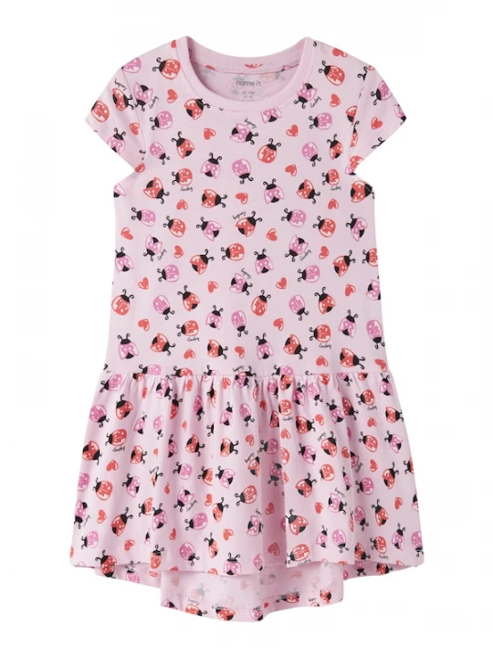 Foto van product NAME IT Jurk 'NMFVigga' rosé / eosine / lichtrood / zwart