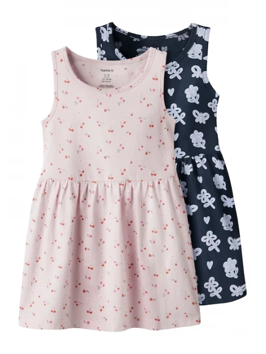 Foto van product NAME IT Jurk 'NMFVILINSE' donkerblauw / sering / rosa / rood