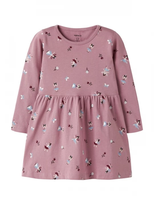 Foto van product NAME IT Jurk 'NMFVilisa' lichtblauw / mauve / wijnrood / wit