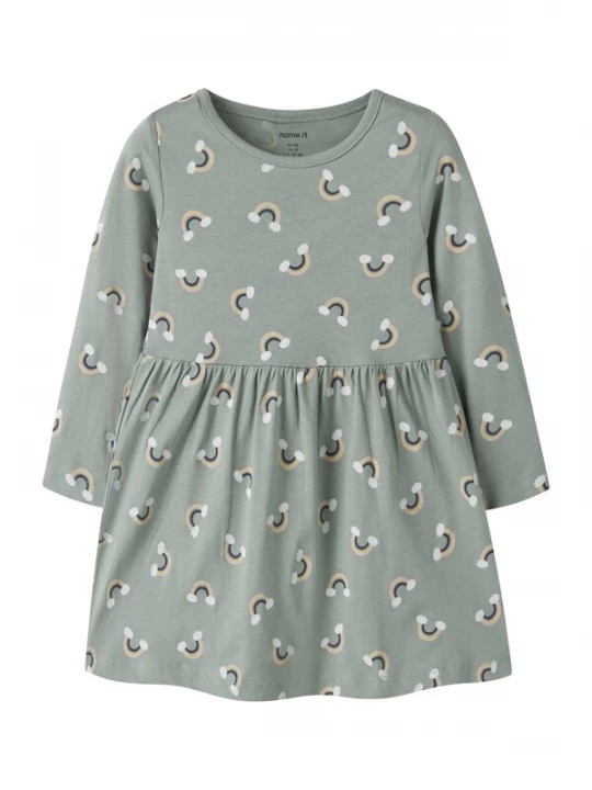 Foto van product NAME IT Jurk 'NMFVILISA' mosterd / jade groen / oudroze