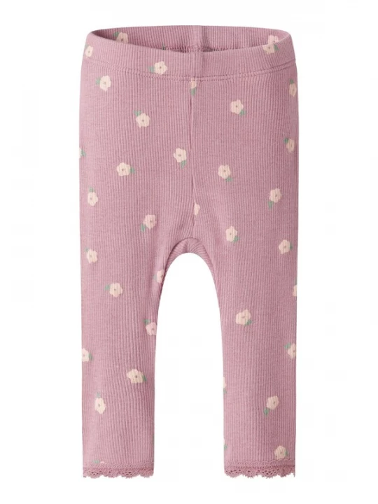Foto van product NAME IT Leggings 'NBFLAUREL' lichtgroen / pruim / rosé