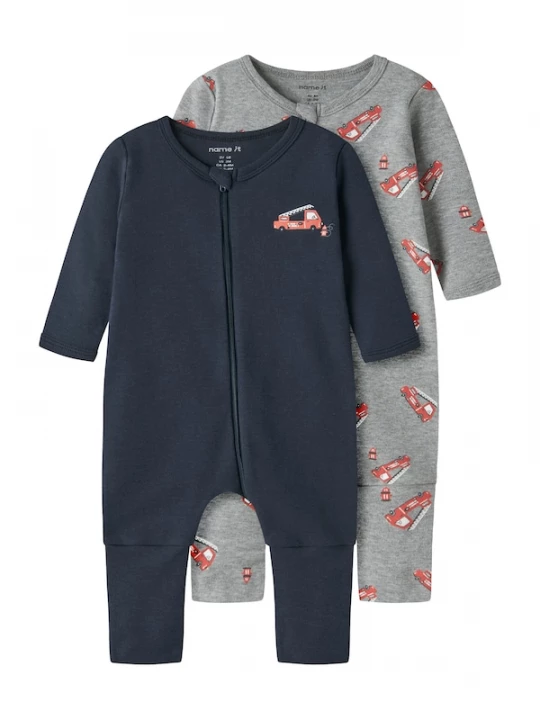 Foto van product NAME IT Nachtkledij navy / grijs gemêleerd / kersrood / wit