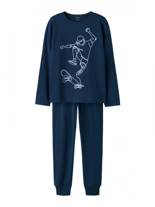 Foto van product NAME IT Nachtkledij 'NKMTitan Skater' donkerblauw / wit