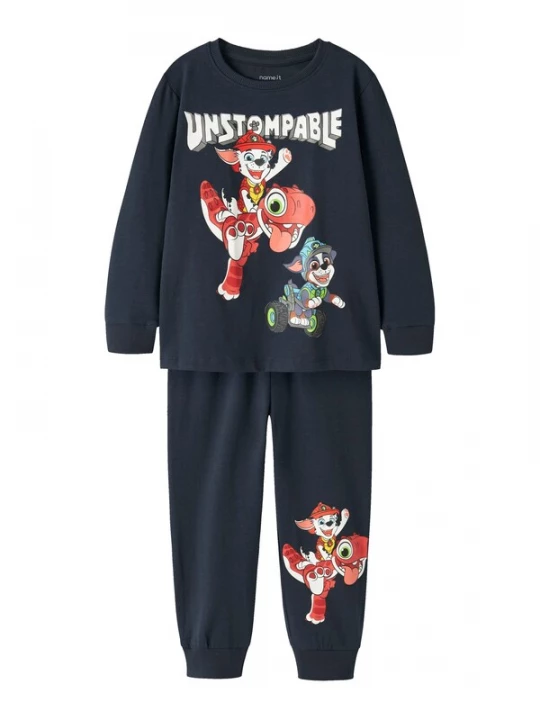 Foto van product NAME IT Nachtkledij 'NMMJalmer Paw' donkerblauw / grijs / lichtrood / wit