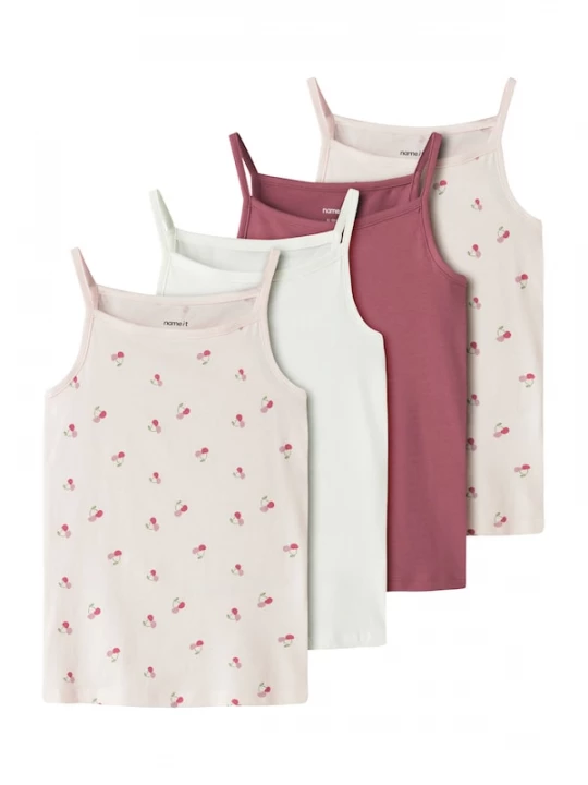 Foto van product NAME IT Onderhemd jade groen / magenta / pastelroze / wit