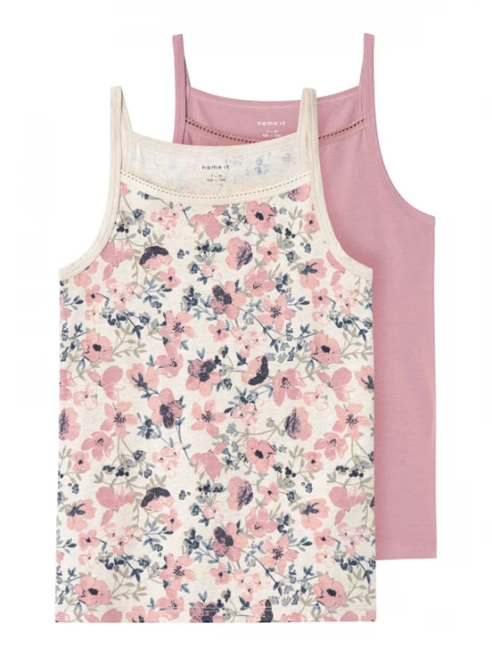 Foto van product NAME IT Onderhemd 'Nostagia Flower' beige / opaal / kaki / oudroze