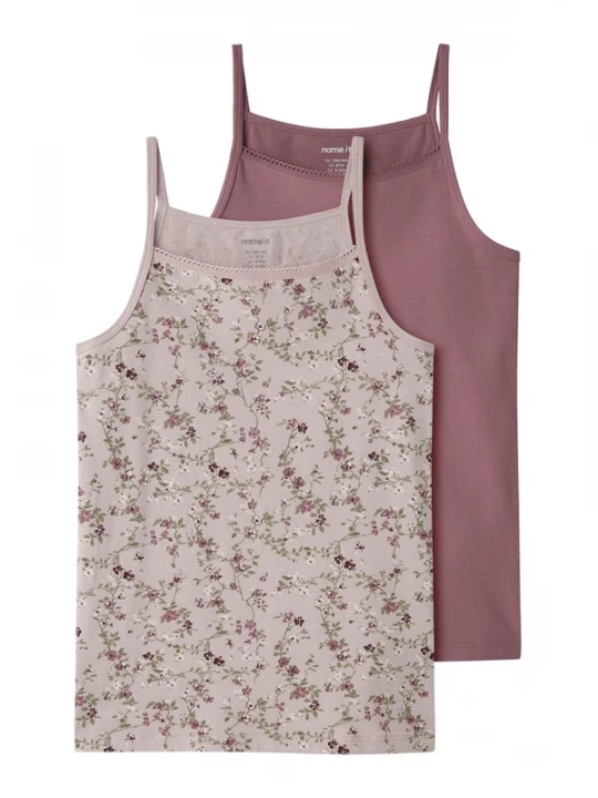 Foto van product NAME IT Onderhemd olijfgroen / sering / mauve / wit