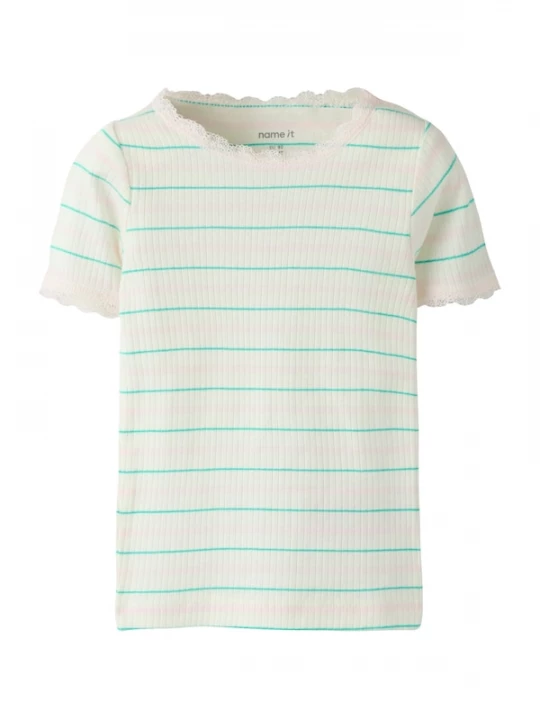 Foto van product NAME IT Shirt crème / groen / pastelroze