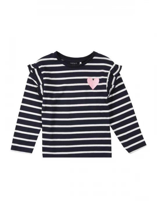 Foto van product NAME IT Shirt donkerblauw / lichtroze / wit