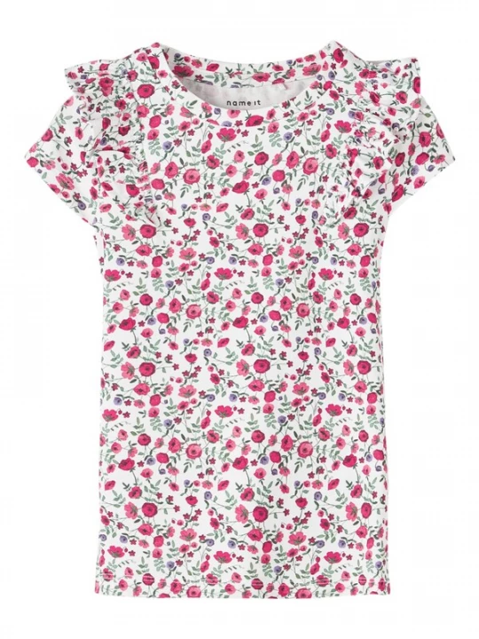 Foto van product NAME IT Shirt 'Dotta' grasgroen / magenta / wit