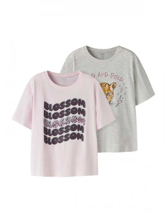 Foto van product NAME IT Shirt grijs gemêleerd / oranje / rosa / wit