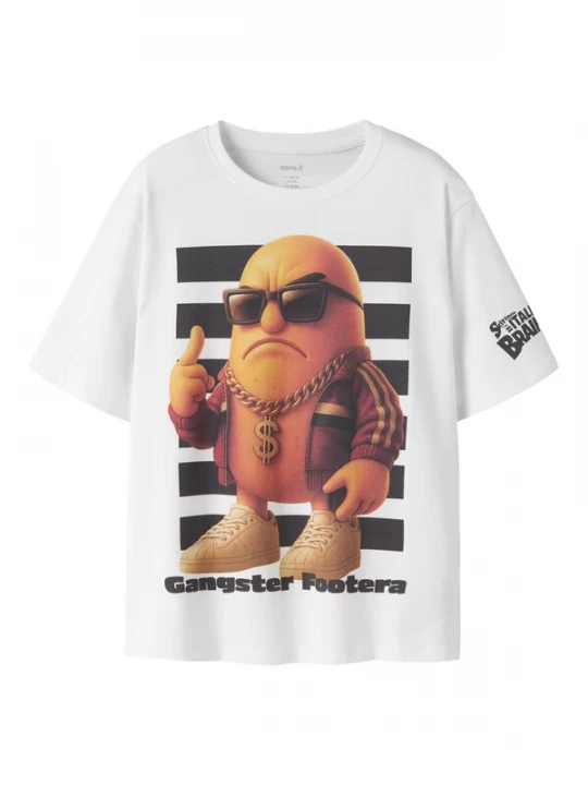 Foto van product NAME IT Shirt 'Italian Brainrot' camel / geel / zwart / wit