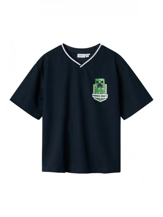 Foto van product NAME IT Shirt 'Mose Minecraft' navy / limoen / lichtgroen / wit