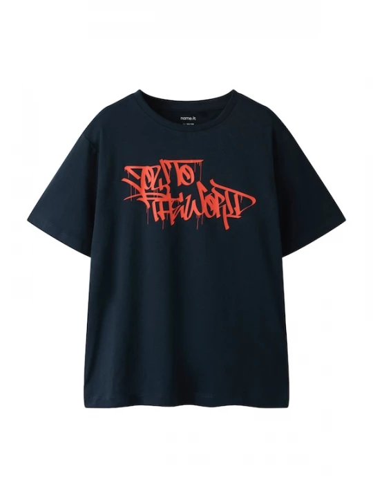 Foto van product NAME IT Shirt nachtblauw / knalrood