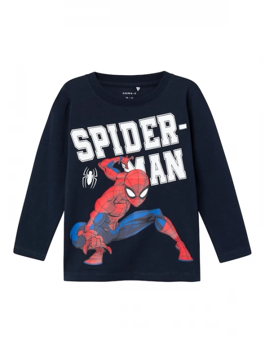 Foto van product NAME IT Shirt 'Naza Spiderman' blauw / navy / rood / wit