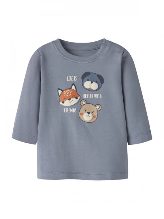 Foto van product NAME IT Shirt 'NBMNollo' saffier / duifblauw / cappuccino / natuurwit