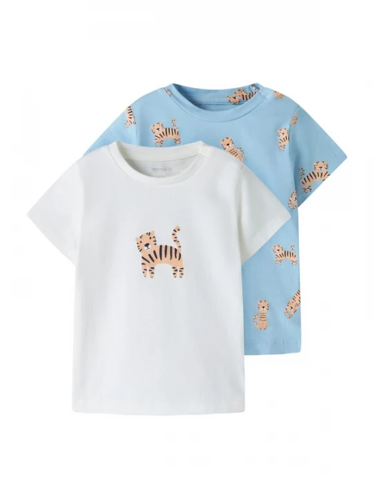 Foto van product NAME IT Shirt 'NBMVavroels' lichtblauw / lichtoranje / zwart / wit
