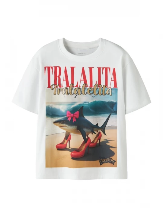 Foto van product NAME IT Shirt 'NKFAdessa' cyaan blauw / goud / donkerrood / wit