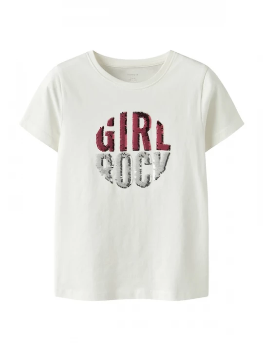 Foto van product NAME IT Shirt 'NKFBONNIFA' karmijnrood / zilver / wit