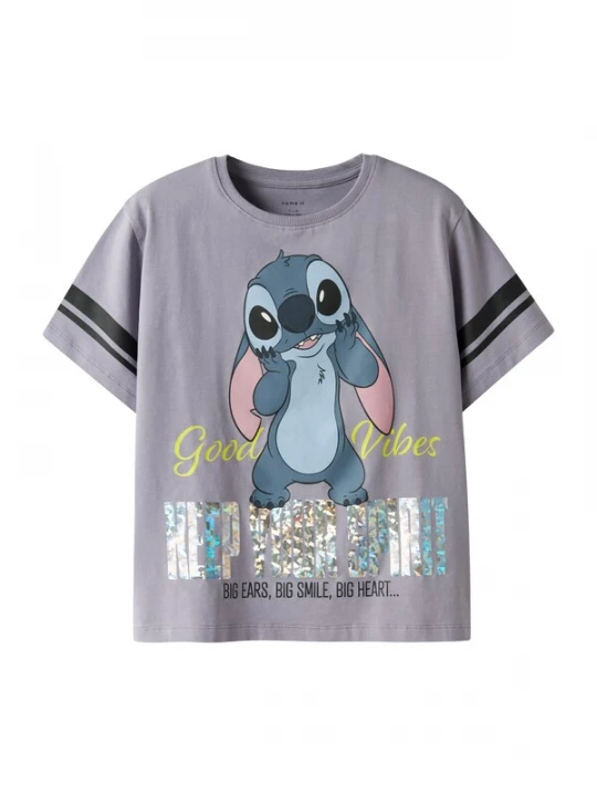 Foto van product NAME IT Shirt 'NKFDYMI STITCH' opaal / grijs / lavendel / zwart