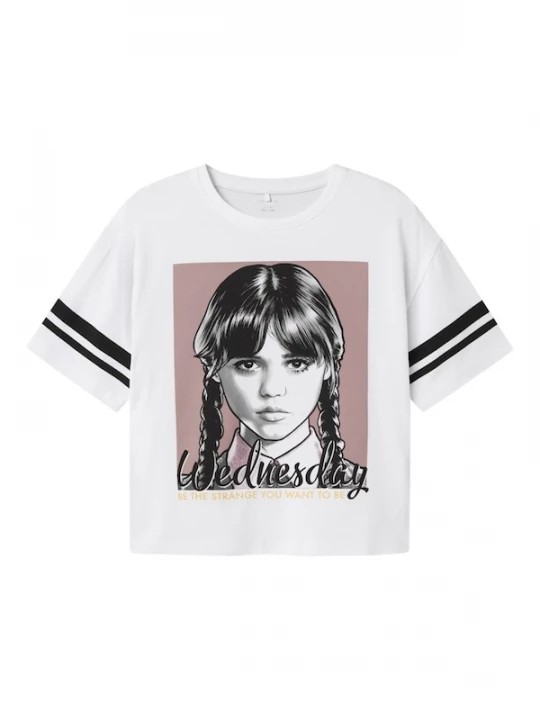 Foto van product NAME IT Shirt 'NKFJixina Wednesday' grijs / mauve / zwart / wit