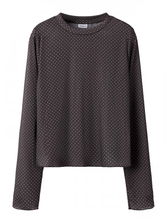 Foto van product NAME IT Shirt 'NKFLIKKA' chocoladebruin / wit