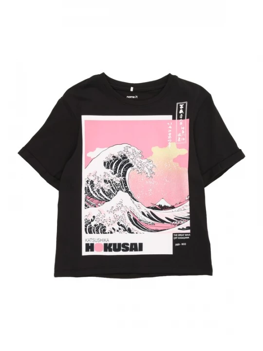Foto van product NAME IT Shirt 'NKFMYDA HOKUSAI' lichtgeel / lichtroze / zwart / wit