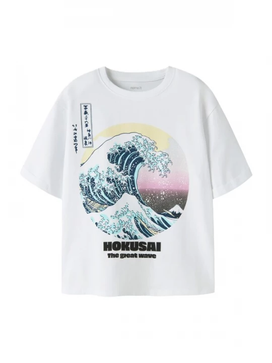 Foto van product NAME IT Shirt 'NKFMYDA HOKUSAI' navy / geel / zwart / wit