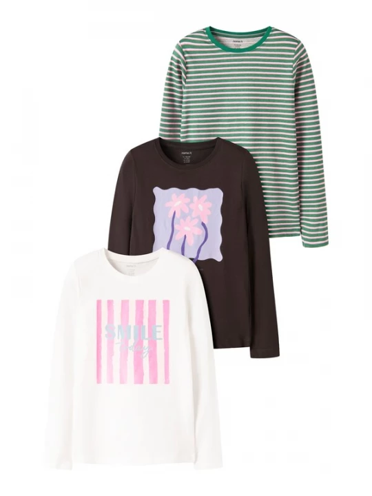 Foto van product NAME IT Shirt 'NKFNIANA' chocoladebruin / groen / pink / wit