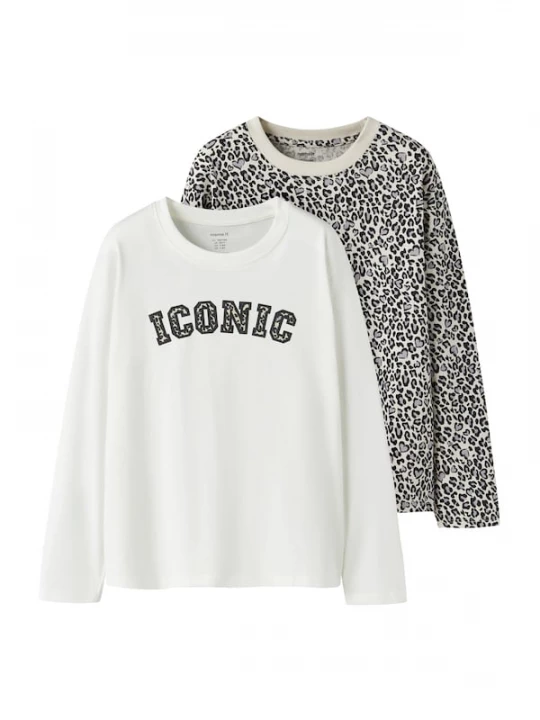 Foto van product NAME IT Shirt 'NKFVELDA' grijs / zwart / wit / wolwit