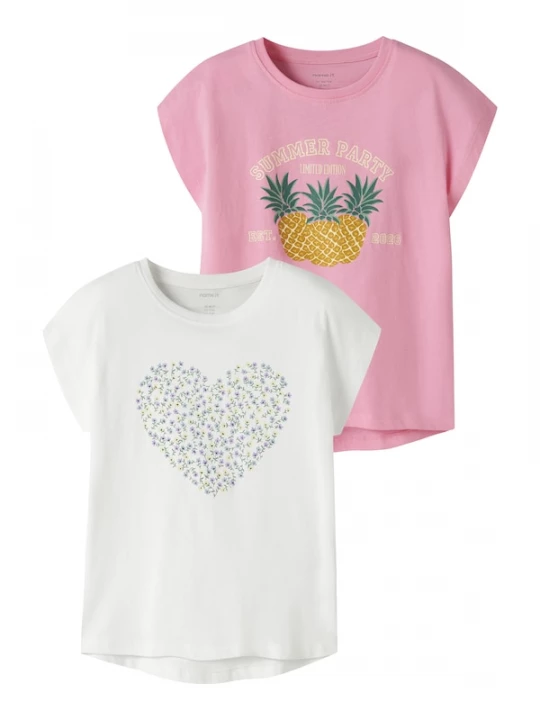 Foto van product NAME IT Shirt 'NKFVigea' goudgeel / donkergroen / lichtroze / wit
