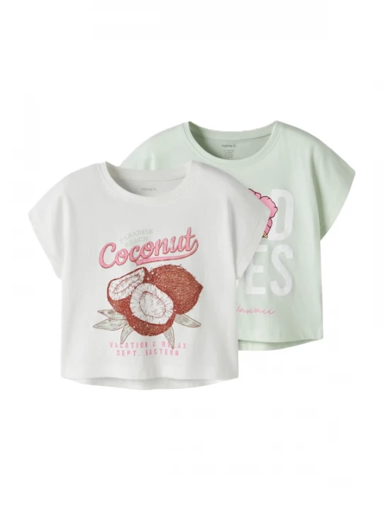 Foto van product NAME IT Shirt 'NKFVilma' bruin / mintgroen / lichtroze / wit