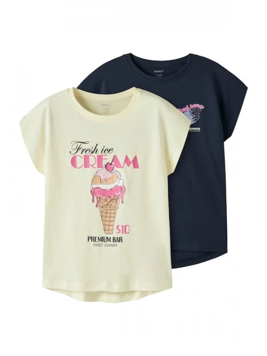 Foto van product NAME IT Shirt 'NKFVIOLET' beige / sand / navy / pink