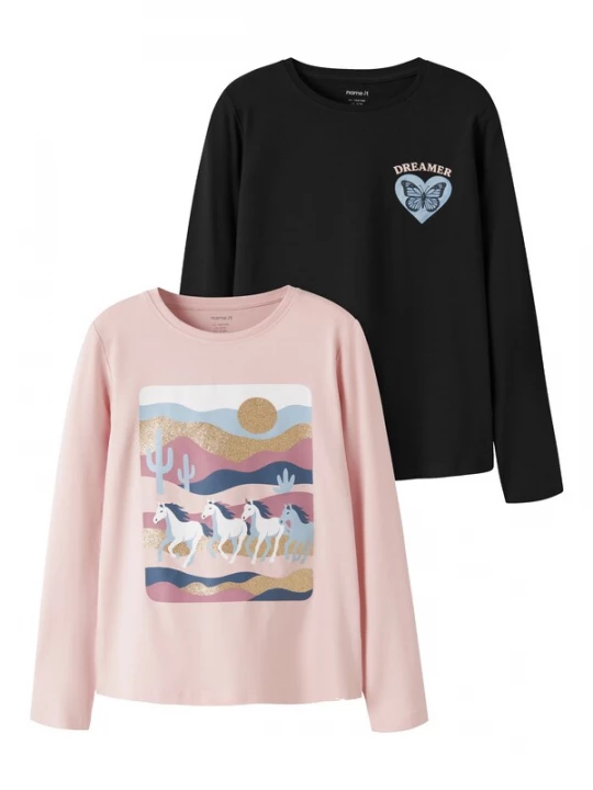 Foto van product NAME IT Shirt 'NKFVIX' lichtblauw / pastelroze / zwart / wit