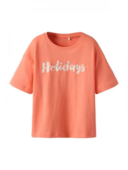 Foto van product NAME IT Shirt 'NKFVONAYA' lichtbeige / marine / turquoise / koraal