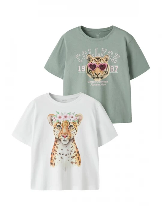 Foto van product NAME IT Shirt 'NKFVOTEA' lichtgroen / wit